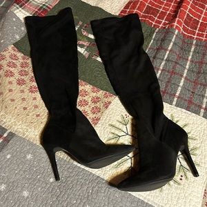 Suede knee-high boots for inch heels stilettos